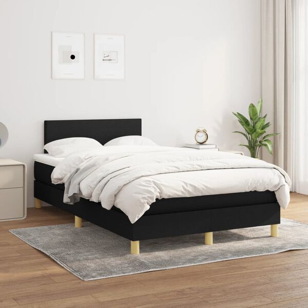 vidaXL Boxspring met matras stof zwart 120x190 cm