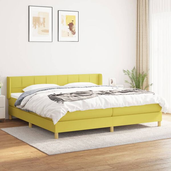 vidaXL Boxspring met matras stof groen 200x200 cm