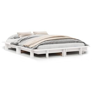 vidaXL Bedframe zonder matras massief grenenhout wit 140x200 cm