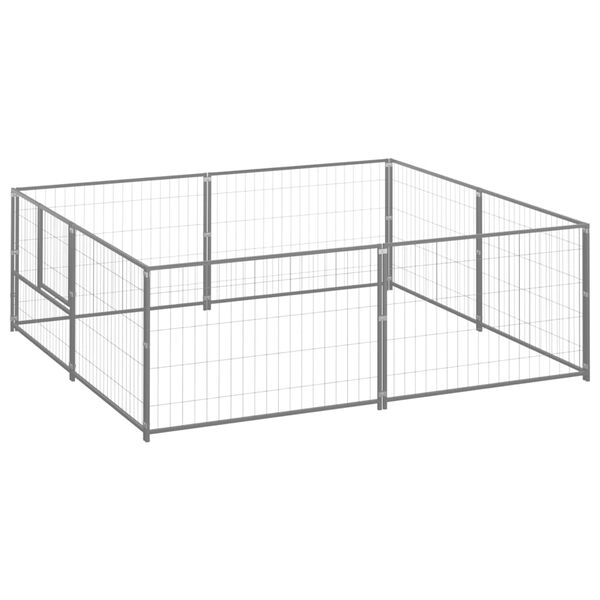 vidaXL Hondenkennel 4 m&sup2; staal zilverkleurig