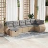 vidaXL 7-delige Loungeset met kussens poly rattan beige