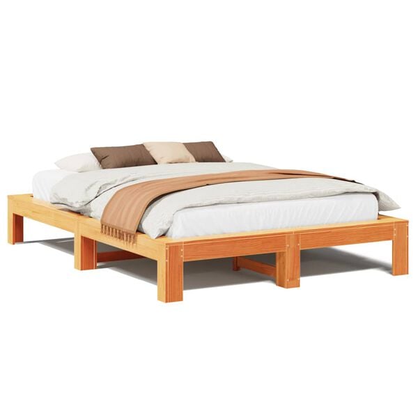 vidaXL Bedframe zonder matras massief grenenhout wasbruin 140x200 cm