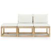 vidaXL 3-delige Loungeset met kussens bamboe cr&egrave;mekleurig