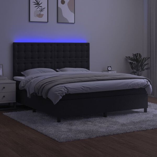 vidaXL Boxspring met matras en LED fluweel zwart 160x200 cm