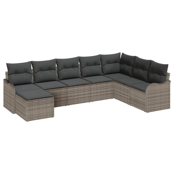 vidaXL Tuin Sofa Set met kussen 8 pcs Grijs Poly riet