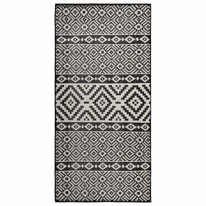 vidaXL Buitenkleed met patroon platgeweven 80x150 cm zwart