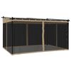 vidaXL Prieel met zijwanden van gaas 4x3 m staal taupe