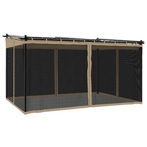 vidaXL Prieel met zijwanden van gaas 4x3 m staal taupe