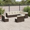 vidaXL 12-delige Loungeset met kussens poly rattan bruin