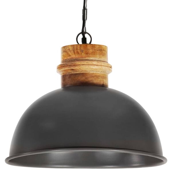 vidaXL Hanglamp industrieel rond E27 42 cm massief mangohout grijs