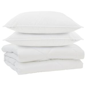 vidaXL Dekbed met kussen 3 pcs Wit Microfibre