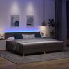 vidaXL LED Box Spring Bed met hoofdeinde Donkerbruin 200 x 200 cm Stof