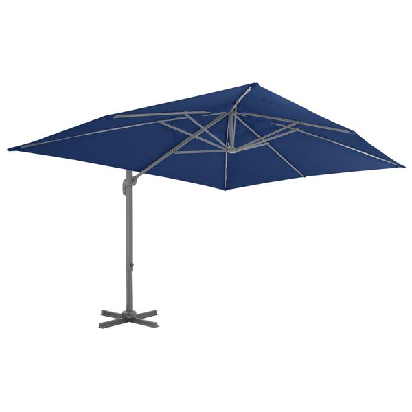 vidaXL Zweefparasol met aluminium paal 4x3 m azuurblauw