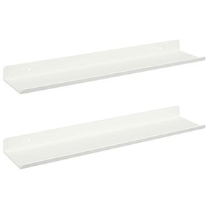 vidaXL Drijvende plank Wandgemonteerd 2 pcs Wit 100 x 9 x 2,5 cm Staal