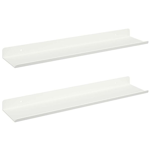 vidaXL Drijvende plank Wandgemonteerd 2 pcs Wit 100 x 9 x 2,5 cm Staal