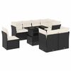 vidaXL 9-delige Loungeset met kussens poly rattan zwart