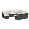 vidaXL 11-delige Loungeset met kussens poly rattan zwart