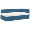 vidaXL Hoekbedframe met Matras met hoofdeinde 2 pcs Blauw Fluweel