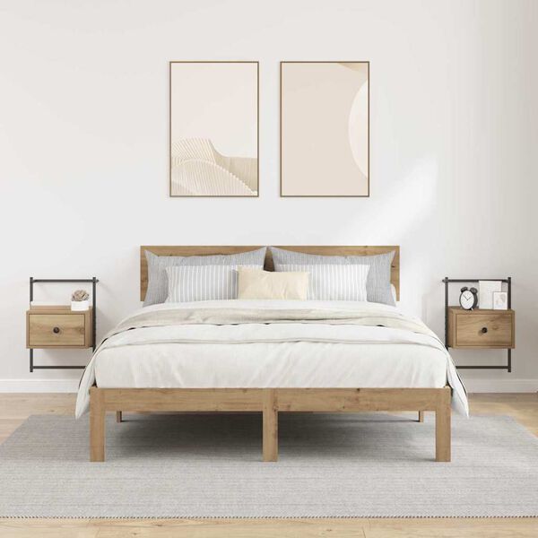 vidaXL Nachtkastje 2 pcs Artisan Eiken 35 x 30 x 51 cm Bewerkt hout