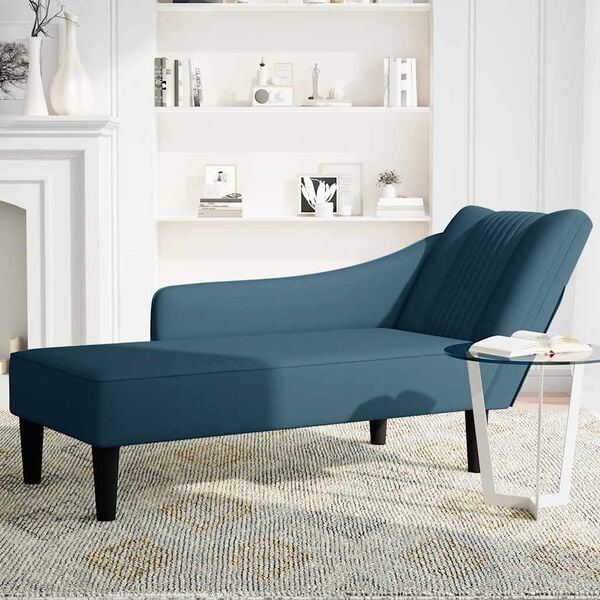 vidaXL Chaise longue met rechterarmleuning fluweel blauw