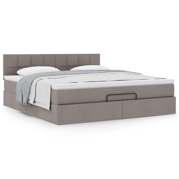 vidaXL Ottoman bed met matras 160x200cm stof taupe