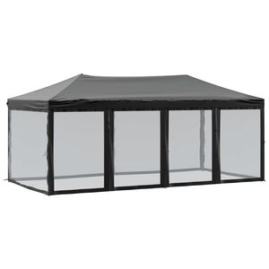 vidaXL Partytent inklapbaar met zijwanden 3x6 m zwart