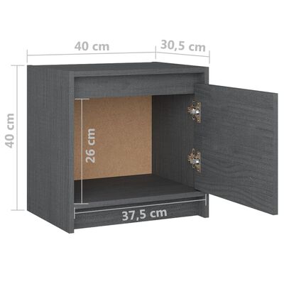 vidaXL Nachtkastje 40x30,5x40 cm massief grenenhout grijs