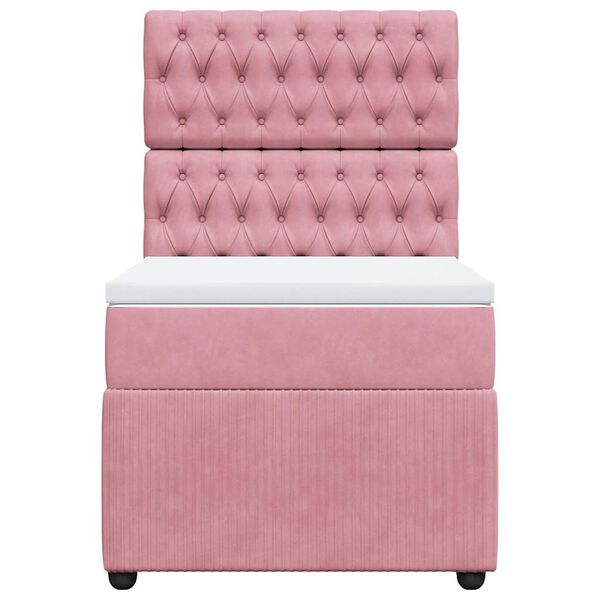 vidaXL Boxspring met matras fluweel roze 100x200 cm