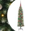 vidaXL Kunstmatige slanke kerstboom met 150 LED Groen en Wit 120 cm
