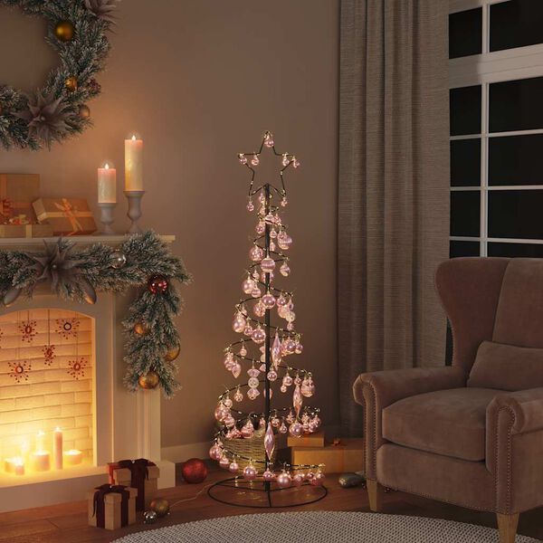 vidaXL LED-kerstboom met kerstballen 100 LED's warm wit 150 cm