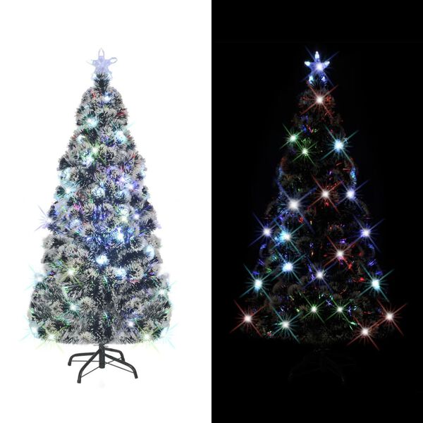 vidaXL Voorverlichte kerstboom met standaard en LED 180 cm glasvezel