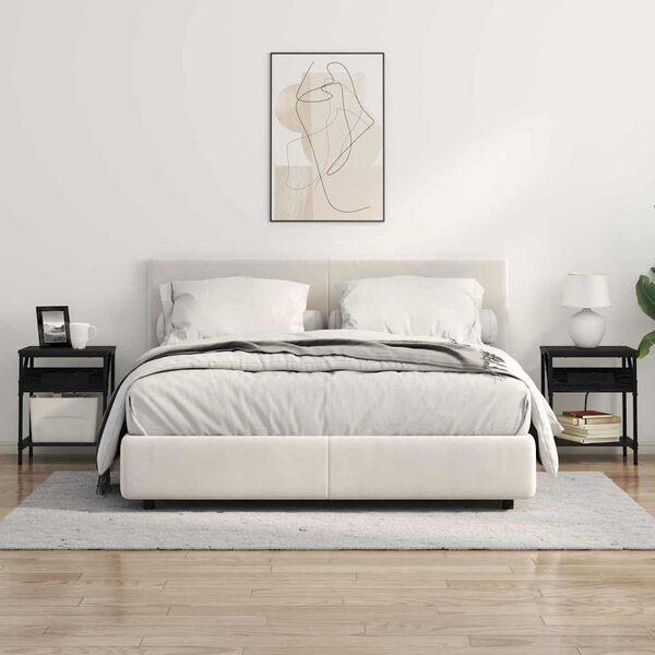 vidaXL Nachtkastje Zwart Eiken 38 x 30 x 48 cm Bewerkt hout