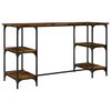 vidaXL Bureau 140x50x75 cm metaal en bewerkt hout gerookt eikenkleurig