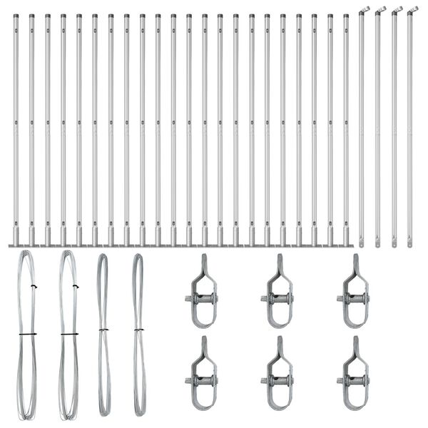 vidaXL Hek Post Anders 26 pcs Grijs 3,2 x 3,2 x 68,5 cm Staal