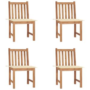 vidaXL Tuinstoelen 4 st met kussens massief teakhout