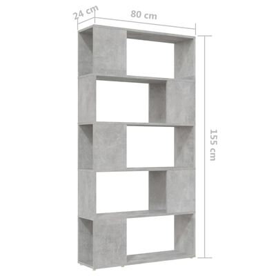 vidaXL Boekenkast/kamerscherm 80x24x155 cm spaanplaat betongrijs