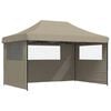 vidaXL Partytent inklapbaar pop-up met 3 zijwanden taupe