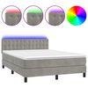 vidaXL Boxspring met matras en LED fluweel lichtgrijs 140x200 cm