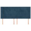 vidaXL Hoofdbord met randen 183x16x118/128 cm fluweel donkerblauw