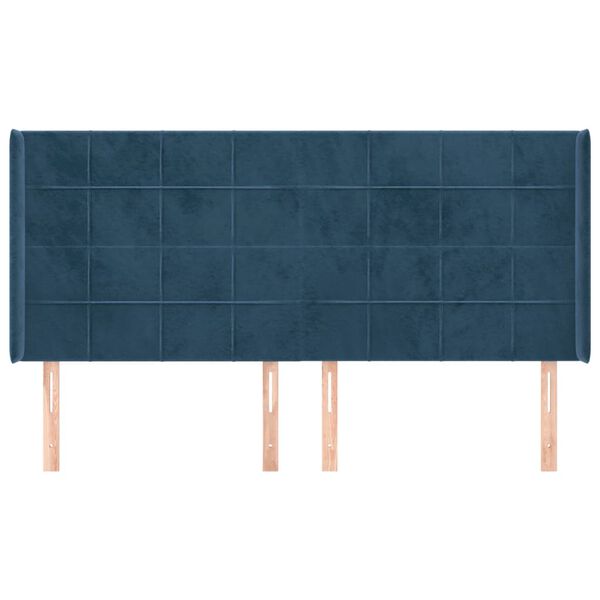 vidaXL Hoofdbord met randen 183x16x118/128 cm fluweel donkerblauw