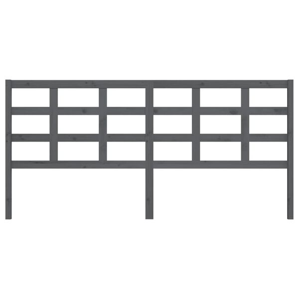 vidaXL Hoofdbord 205,5x4x100 cm massief grenenhout grijs