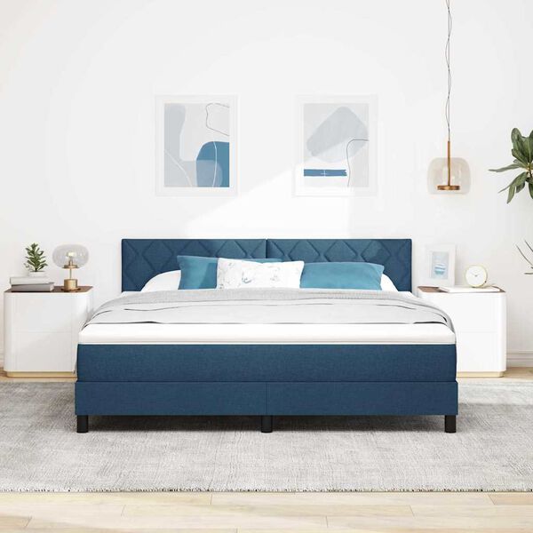 vidaXL Boxspringbed met matras met matras Blauw 180 x 200 cm Stof