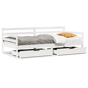 vidaXL Slaapbank met lades 90x190 cm massief grenenhout wit