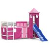 vidaXL Kinderhoogslaper met toren 90x190 cm massief grenenhout roze