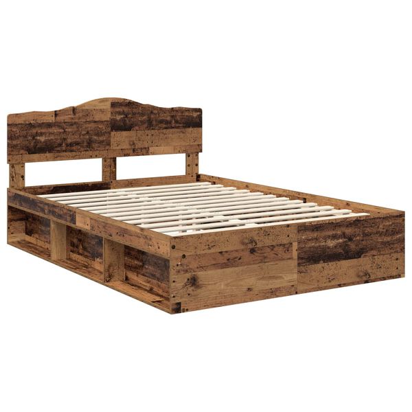 vidaXL Bedframe met hoofdeinde Oudhout 160 x 200 cm Massief grenenhout