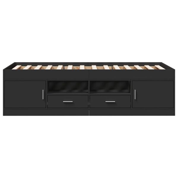 vidaXL Slaapbank met lades zonder matras 90x200 cm zwart