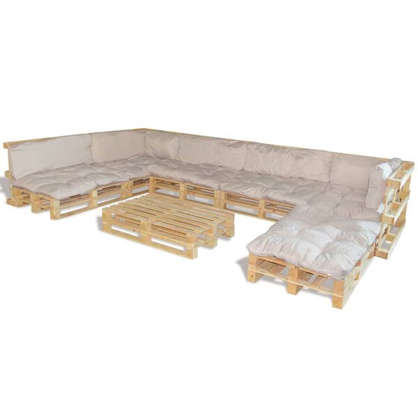 vidaXL Set van 13 zit/rug kussen voor pallet lounge set (zand/wit)