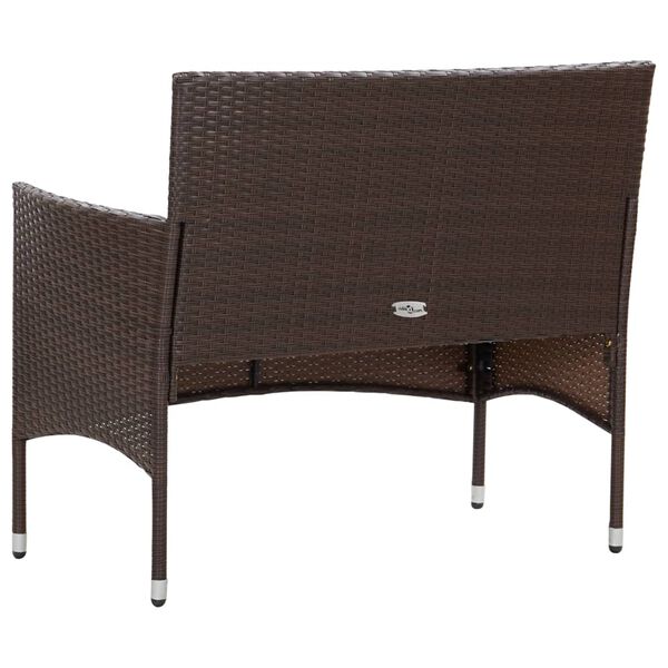 vidaXL 4-delige Loungeset met kussens poly rattan bruin