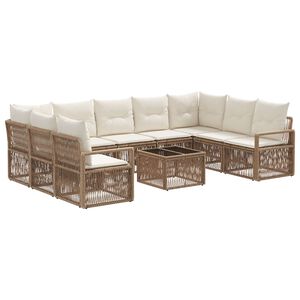 vidaXL Tuinbankenset 10 st Beige poly rattan