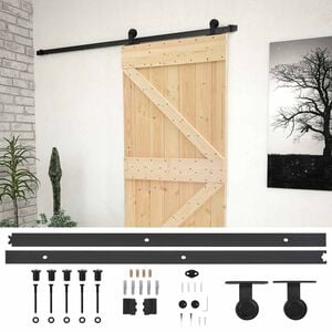 vidaXL Schuifdeur 90 x 210 cm Massief grenenhout Naturel en Zwart